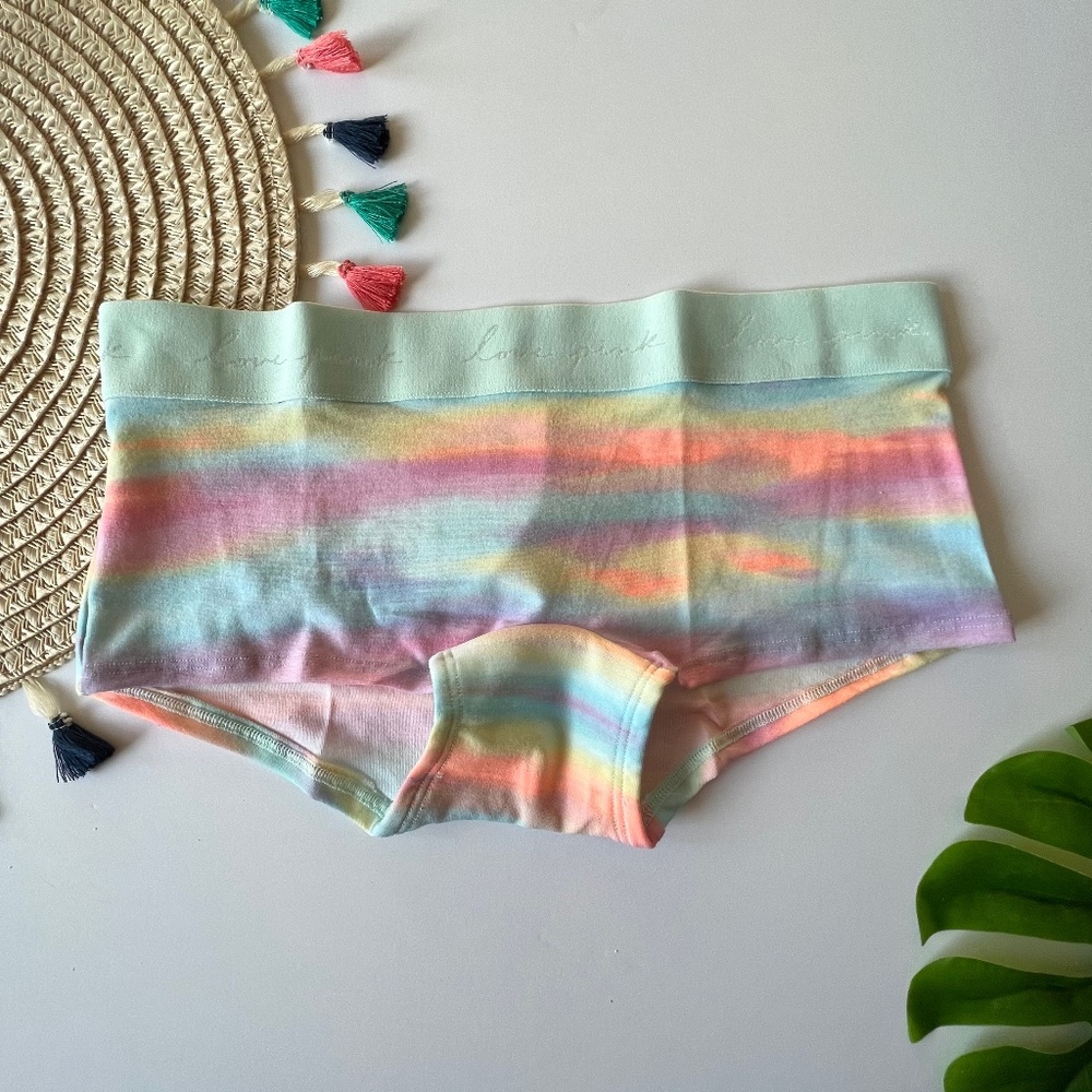 Victoria's Secret PINK Logo Boyshort Panty Pink Bubble Sunset Small NEW